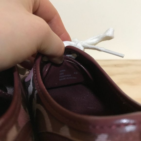 Coach Burgundy/Maroon Logo Lace-Up Sneakers - Picture 6 of 6